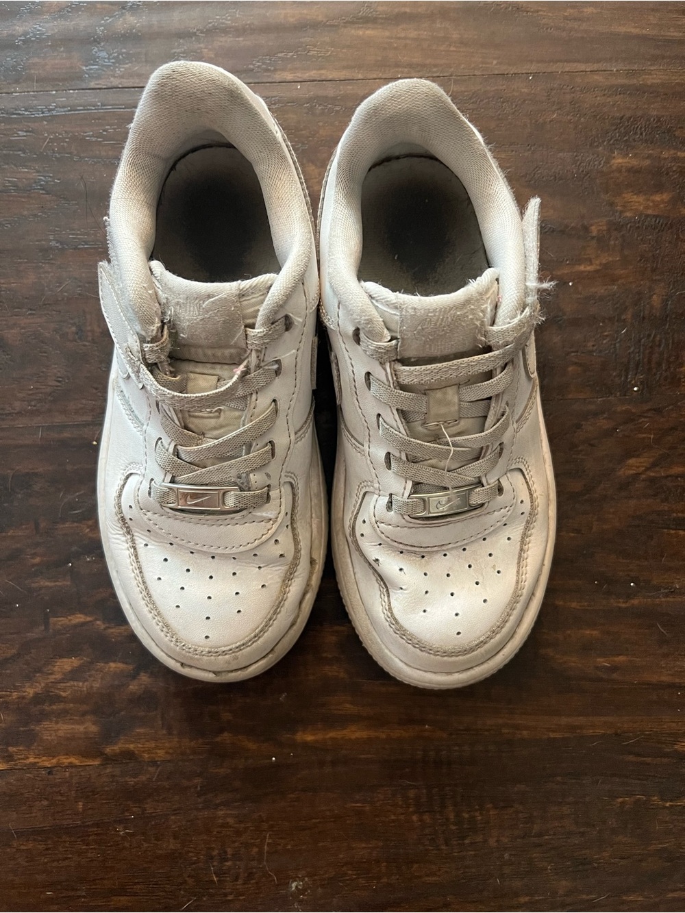 Nike Kids White Velcro & Lace Sneakers with Silver Accents